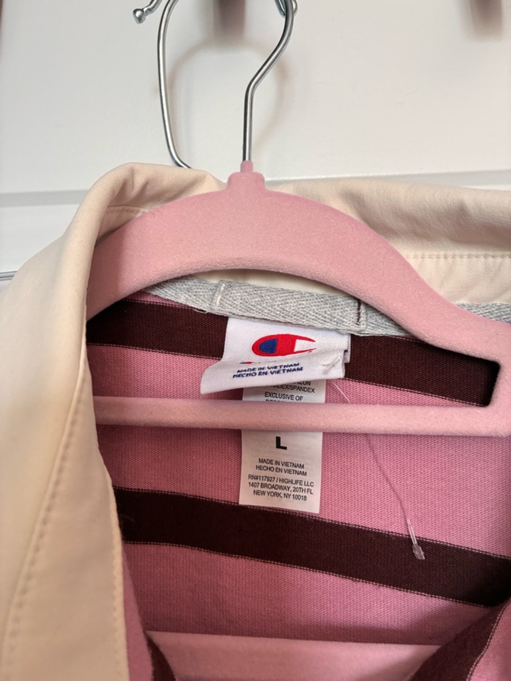 Champion Pink and Burgundy Striped Rugby Tee - Picture 3 of 3